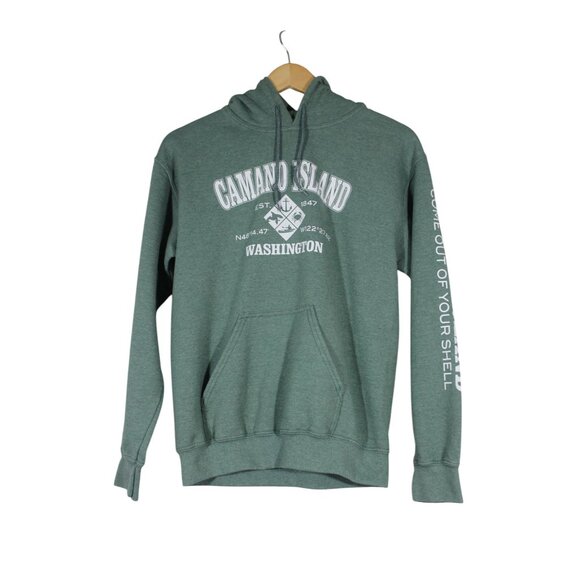 Gildan heavy blend Camano Island print fleece hoodie‎ sweatshirt  S - Picture 1 of 9